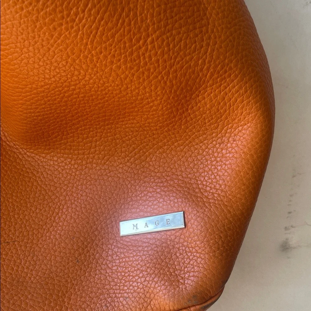 Chic‎ Orange Hobo Bag with Silver Accents